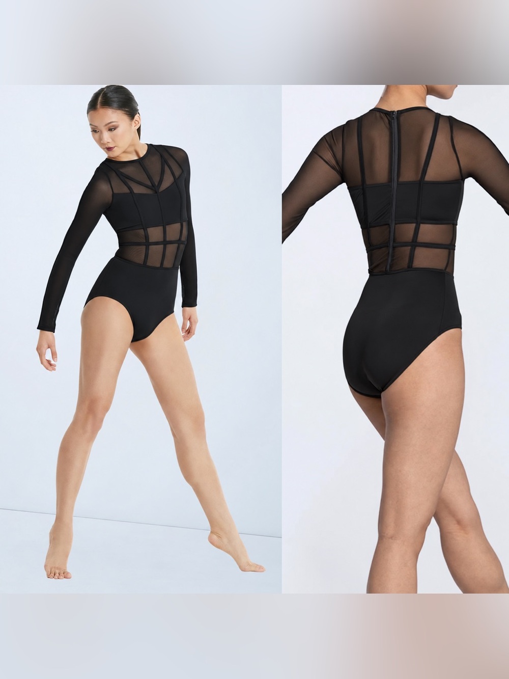 WEISSMAN black mesh corset ribbed Dance Costume black caged leotard MT10574 LC